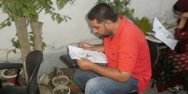 Senior student in practice test